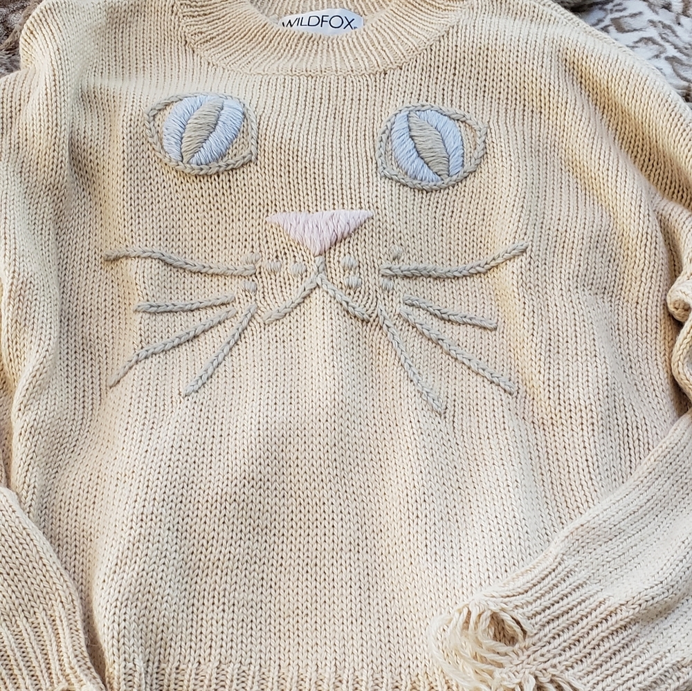 WildFox Cat Sweater, Size S